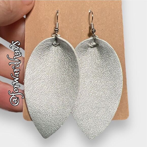 Bundle Sale 3 for $15 | (3) Three Pair Faux Leather Leaf Dangle Earrings - Picture 4 of 6